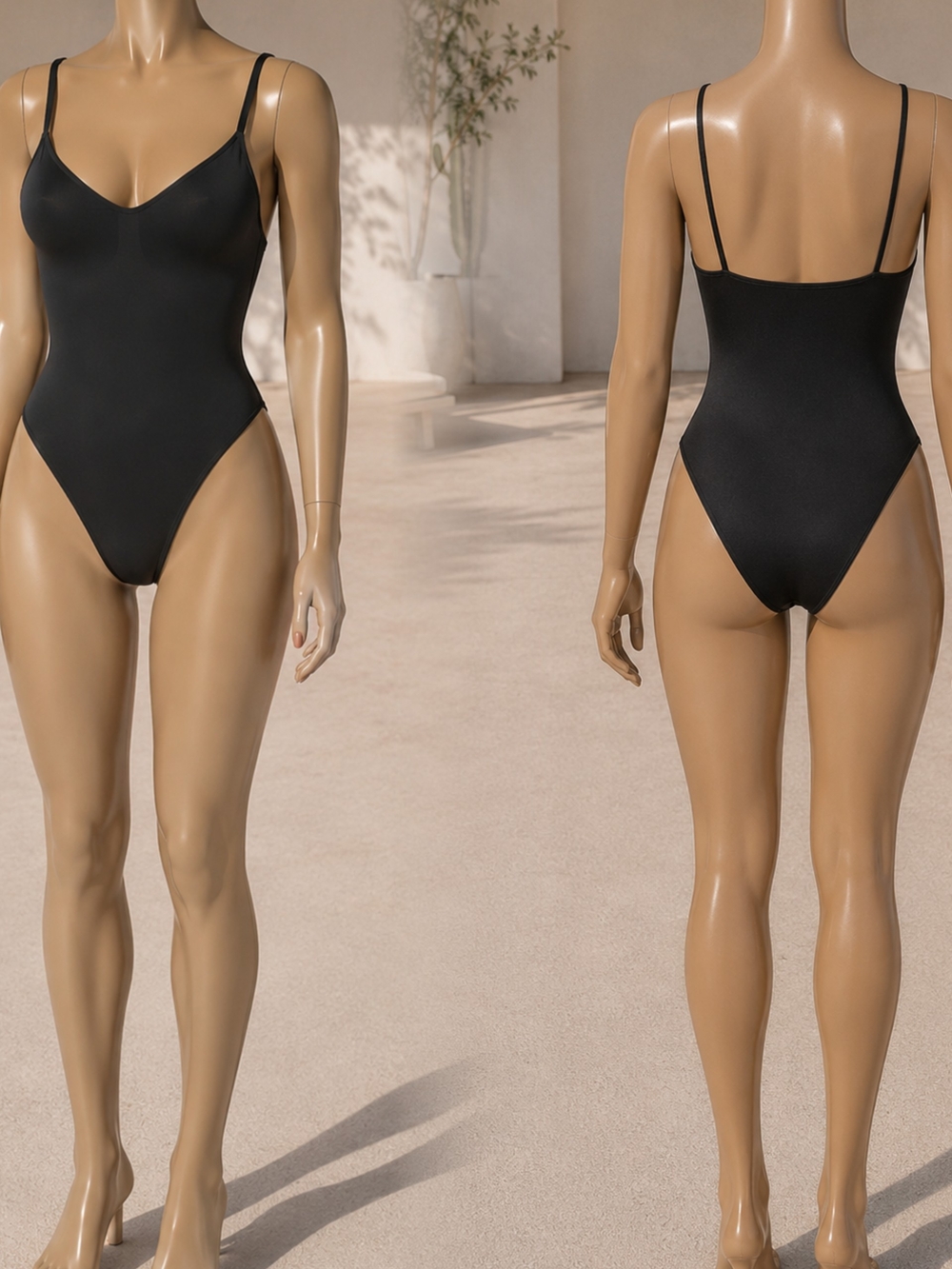 Black Seamless Scoop Neck Bodysuit